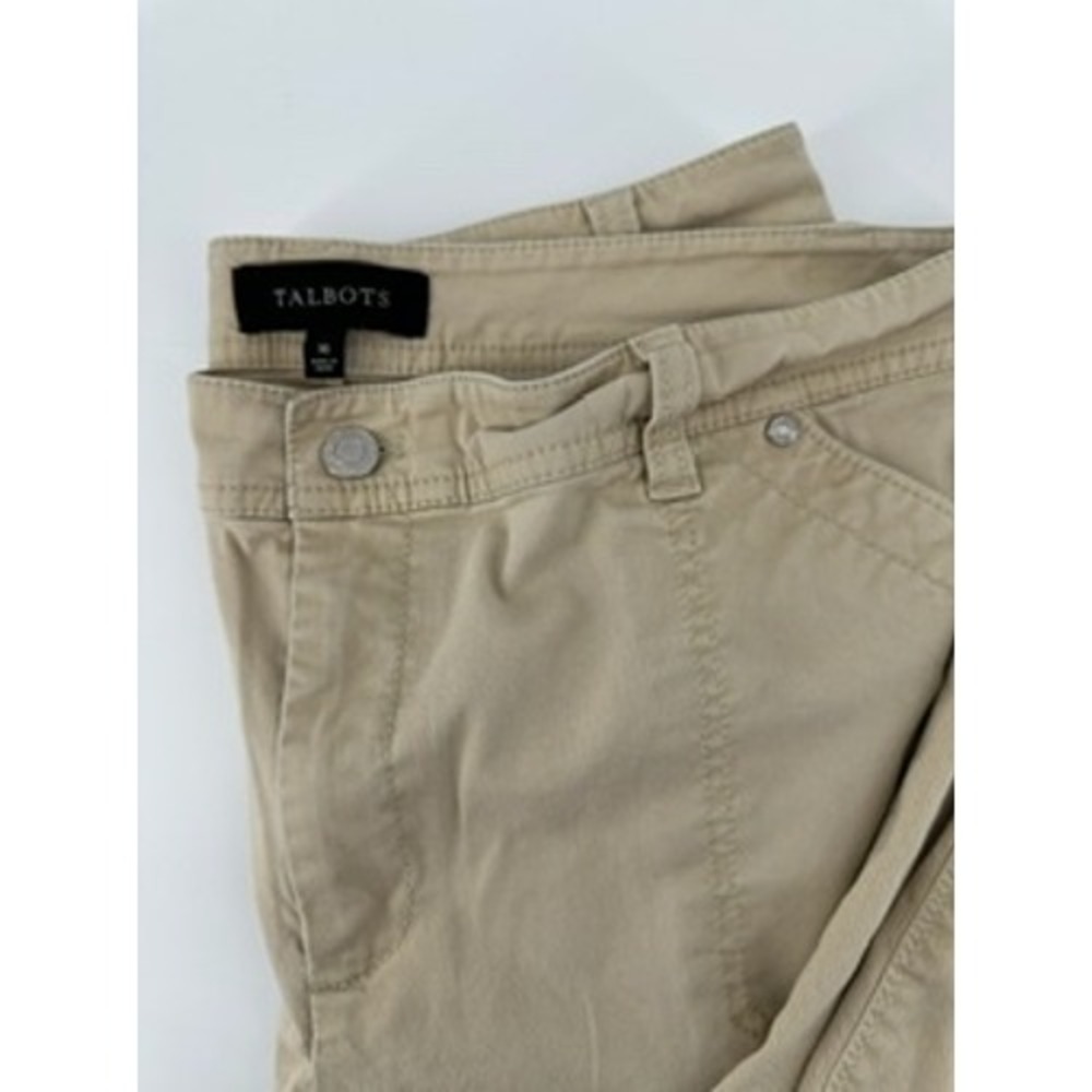 Talbots Womens 16 Straight Leg Ankle Pants Khaki Casual Zip Hem - Picture 2 of 13